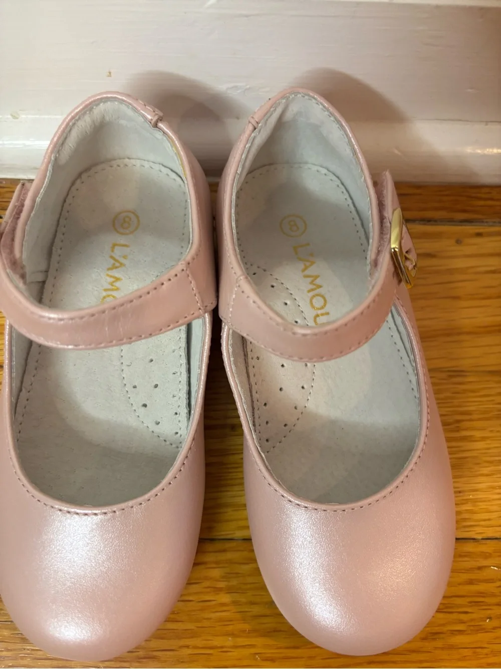 L’amour rose Mary Jane’s toddler girls size 8